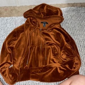 velvet crop top hoodie